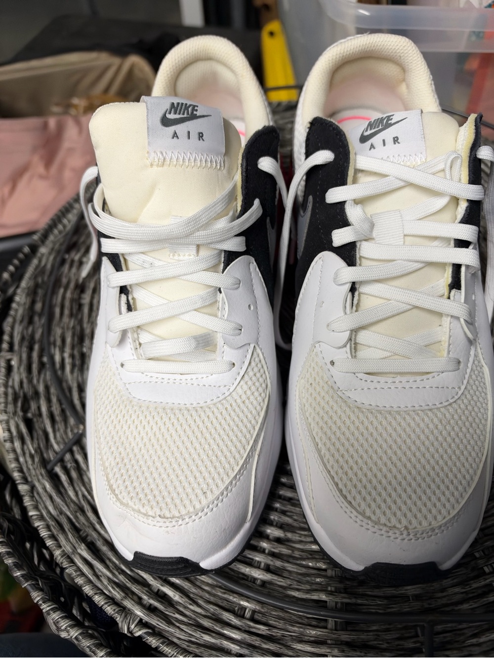 Nike Air Low-Top Sneakers in White Black and Pink with Cream Accents